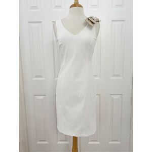 Minan Wong Womens White V-Neck Sleeveless Sheath Dress Size 6